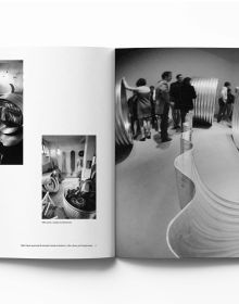 Book cover of Sculpture in Action Eliseo Mattiacci in Rome, with the Italian sculptor Eliseo Mattiacci assembling large installation sculpture on wall. Published by Ridinghouse.