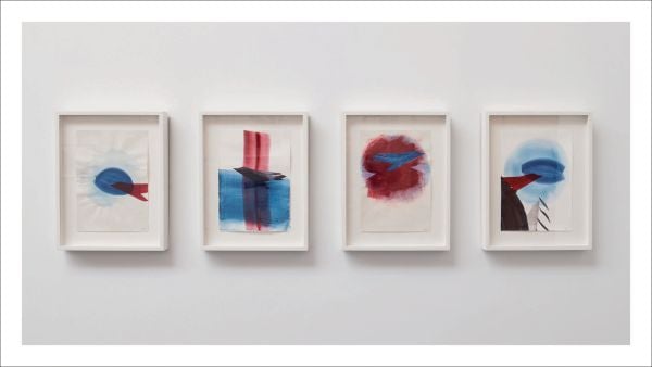 Book cover of Alison Wilding: On Paper, with two gold squares on black paper. Published by Ridinghouse.