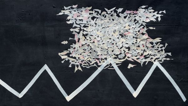 Book cover of Alison Wilding: On Paper, with two gold squares on black paper. Published by Ridinghouse.