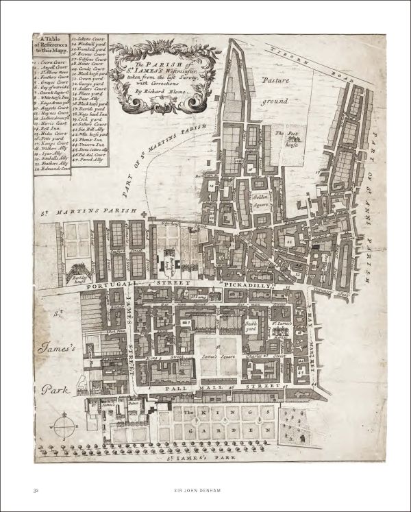 Exterior of Burlington House in creamy yellow on off white cover, Burlington House in red font above