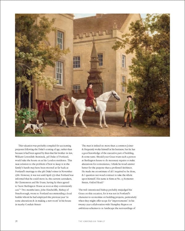 Exterior of Burlington House in creamy yellow on off white cover, Burlington House in red font above