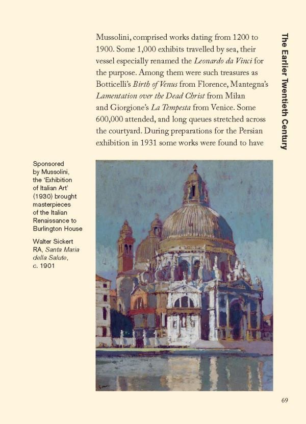 A LITTLE HISTORY OF THE ROYAL ACADEMY, in silver font on bright red cover.