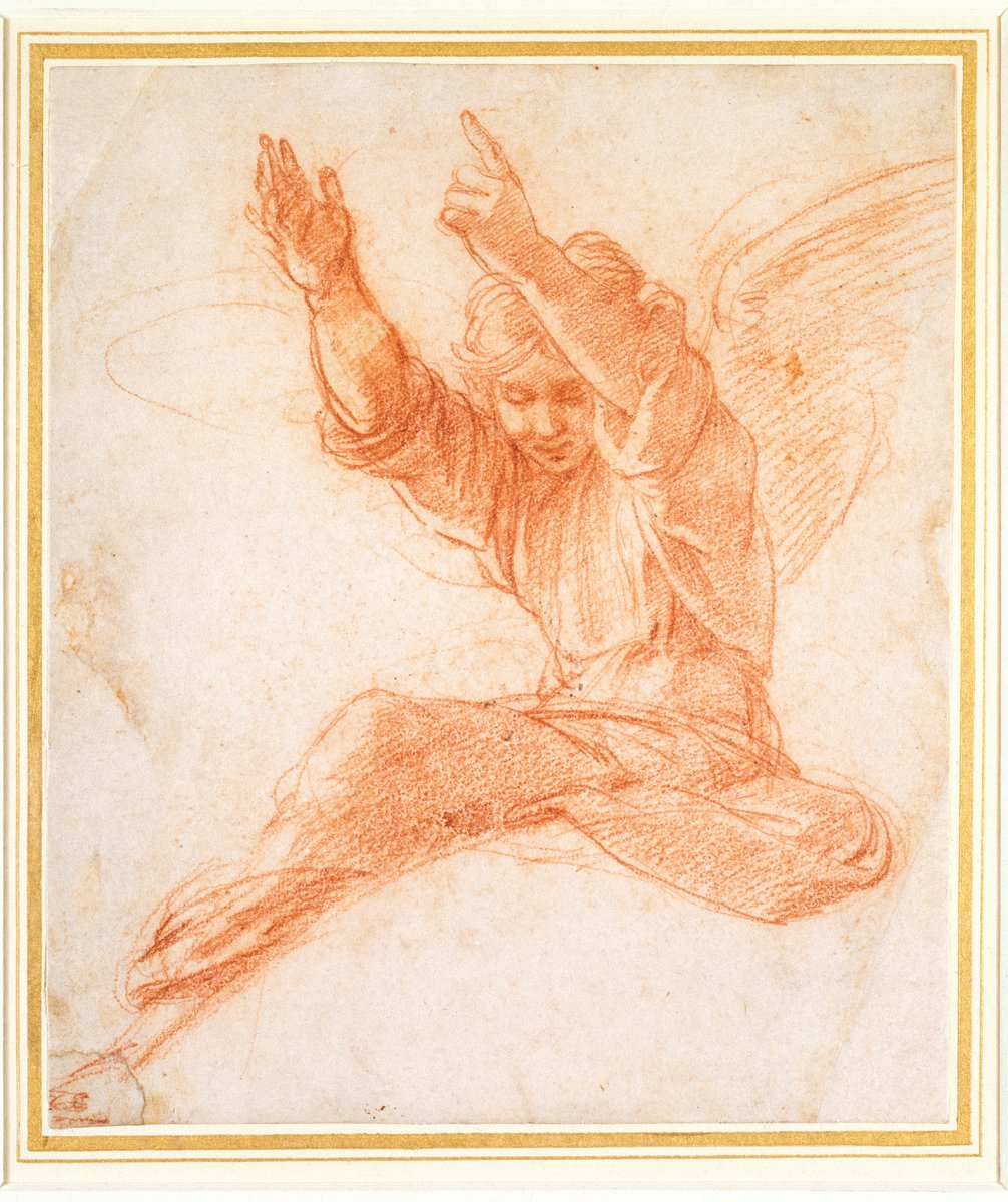 Drawing of head of apostle, on cover of 'Raphael, The Drawing', by Ashmolean Museum.