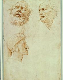 Drawing of head of apostle, on cover of 'Raphael, The Drawing', by Ashmolean Museum.