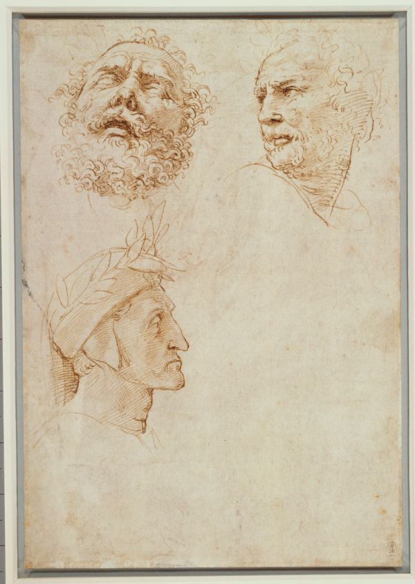 Drawing of head of apostle, on cover of 'Raphael, The Drawing', by Ashmolean Museum.