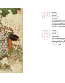 Japanese figure in Yukata, holding a Wagasa, on cover of 'Plum Blossom and Green Willow, Japanese Surimono Poetry Prints from the Ashmolean Museum', by Ashmolean Museum.