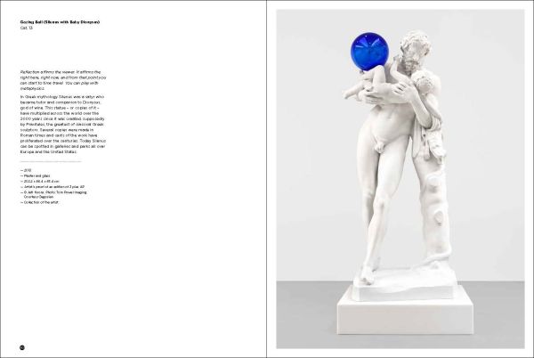 Detail of Jeff Koons's Seated Ballerina, girl with yellow hair, wearing blue dress, on cover of 'Jeff Koons, At the Ashmolean', by Ashmolean Museum.