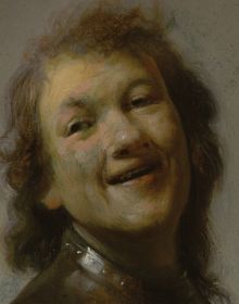 Book cover of Young Rembrandt; with a self-portrait painting. Published by Ashmolean Museum.
