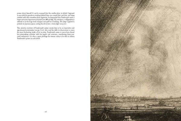 Sepia toned etching, 'Self Portrait Drawing at a Window', on cover of 'Rembrandt in Print', by Ashmolean Museum.