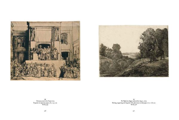 Sepia toned etching, 'Self Portrait Drawing at a Window', on cover of 'Rembrandt in Print', by Ashmolean Museum.