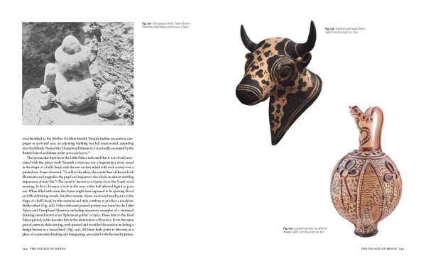 Book cover of Labyrinth, Knossos Myth and Reality, with a minotaur with red eyes, and a maze behind. Published by Artpower International.