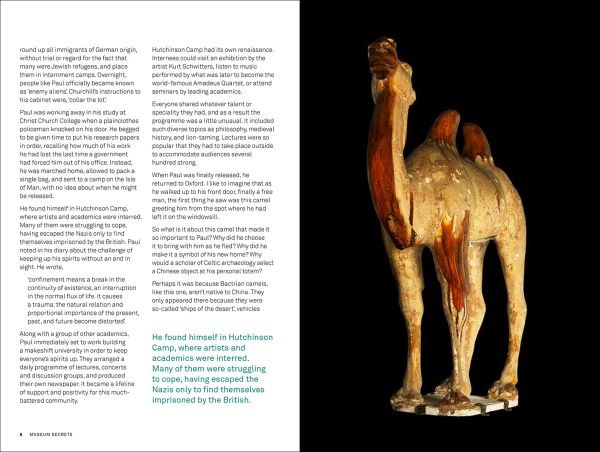 Book cover of Museum Secrets, Hidden Stories from the Ashmolean', with a bronze figure of male, and horse statue. Published by Ashmolean Museum.