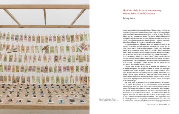 Book cover of Money Talks: Art, Society & Power, with a jacket made of printed banknote material. Published by Ashmolean Museum.