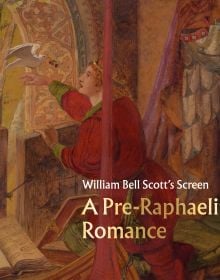 Painting of man in red robes, white dove perched on right hand, on cover of 'William Bell Scott's Screen, A Pre-Raphaelite Romance', by National Galleries of Scotland.