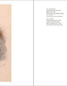 Book cover of William Bell Scott's Screen, A Pre-Raphaelite Romance, with painting of man in red robes; white dove perched on right hand. Published by National Galleries of Scotland.