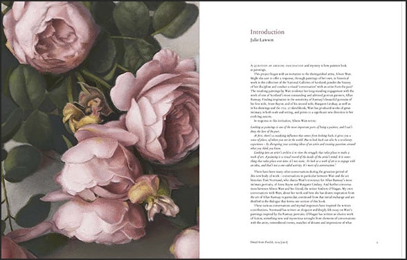 Book cover of Alison Watt: A Portrait Without Likeness, with a pale pink rose with green stem with foliage. Published by National Galleries of Scotland.