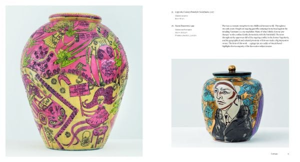 Book cover of Grayson Perry, Smash Hits, with a red tapestry title 'Sacred Tribal Artefact'. Published by National Galleries of Scotland.