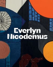 Book cover of Everlyn Nicodemus, with an abstract painting with yellow circle and blue brickwork. Published by National Galleries of Scotland.