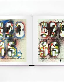 Book cover of Andy Altmann's typo*: A Scrapbook of Typographic Obsession, with letter stencils covered in colorful spray paint. Published by Circa Press.