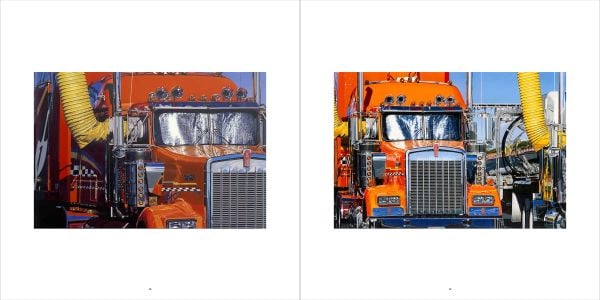 Book cover of Gas Tank City, with a hyper-real drawing of an American truck with blue cab and gleaming chrome. Published by Circa Press.