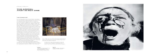 Oil painting, Study for Bullfight No. 1 by Bacon, FRANCIS BACON MAN AND BEAST in white font above.