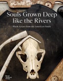 Book cover of Souls Grown Deep like the Rivers, with an animal's skull mounted on dusty black record. Published Royal Academy of Arts.