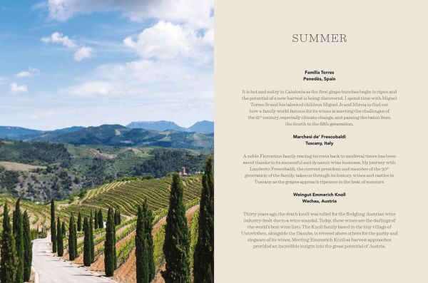 Book cover of 10 Great Wine Families, A Tour Through Europe, featuring sloping vineyards. Published by Academie du Vin Library.