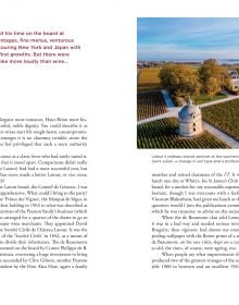 Red wine bottle, glass of red wine and grapes in front of vineyard and white building, on cover of 'On Bordeaux, Tales of the Unexpected from the World's Greatest Wine Region', by Academie du Vin Library.