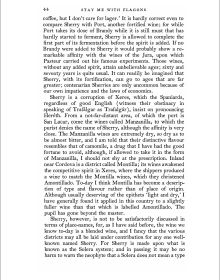 Book cover of Stay Me with Flagons, featuring a painting of wine bottle, two glasses of red wine and a plate of yellow crackers on table. Published by Academie du Vin Library.