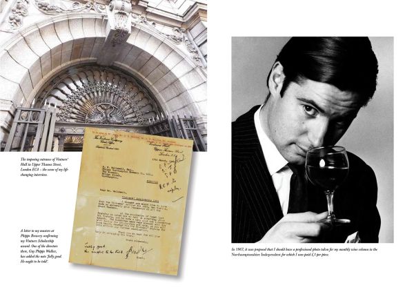 Book cover of Ben Howkins's, Adventures in the Wine Trade, Diary of a Vintner's Scholar, with two men drinking glasses of red wine. Published by Academie du Vin Library.