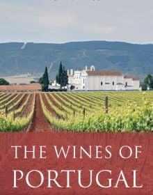 Book cover of Richard Mayson's guide, The Wines of Portugal, with vineyards and mountains behind. Published by Academie du Vin.