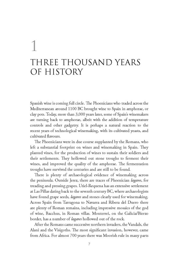 Book cover of Sarah Jane Evans's guide, The Wines of Northern Spain, with vineyards and mountains behind. Published by Academie du Vin.