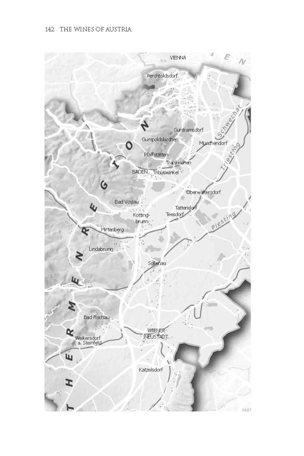 Book cover of Stephen Brook's handbook, The Wines of Austria, with view of the rolling hills of The Wachau Valley and vineyards. Published by Academie du Vin Library.