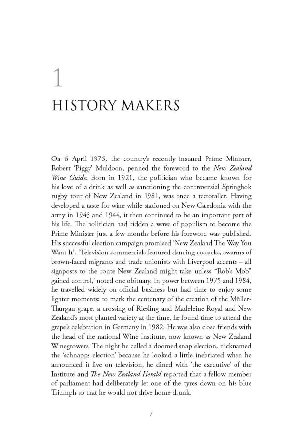 Book cover of Rebecca Gibb's guide, The Wines of New Zealand, featuring snow-topped mountains with hills and vineyards below. Published by Academie du Vin.