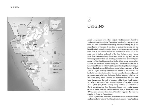 Book cover of Julian Jeffs guide, Sherry, with vine canopy in Jerez de la Frontera, Spain. Published by Academie du Vin Library.