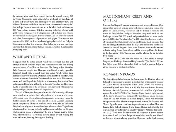 Book cover of Caroline Gilby's guide, The Wines of Bulgaria, Romania and Moldova, with rolling hills and vineyards. Published by Academie du Vin Library.