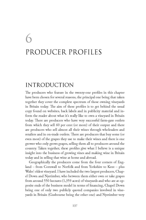 Book cover of Stephen Skelton's guide, The Wines of Great Britain, with the Oast House Meadow vineyard of Hush Heath Estate, Kent, under bright blue sky. Published by Academie du Vin Library.