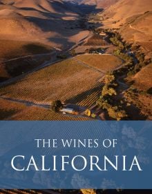 Book cover of Elaine Chukan Brown's guide, The Wines of California, with rolling hills and vineyards. Published by Academie du Vin Library.