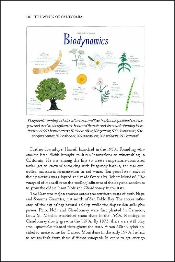 Book cover of Elaine Chukan Brown's guide, The Wines of California, with rolling hills and vineyards. Published by Academie du Vin Library.