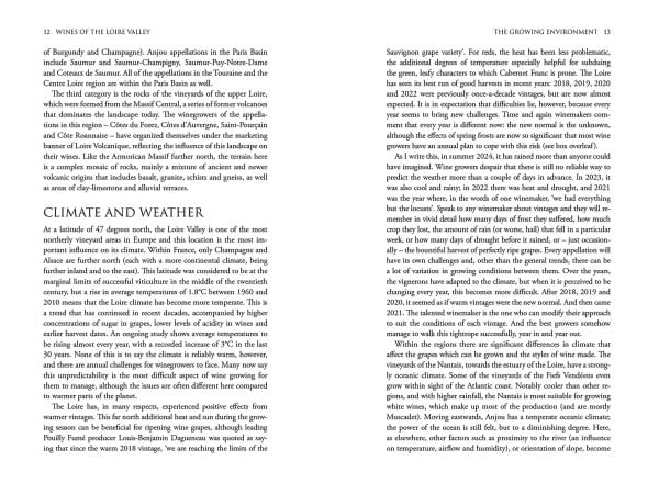 Book cover of Beverley Blanning's guide, Wines of the Loire Valley, with vineyards. Published by Academie du Vin Library.