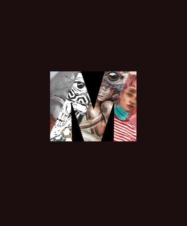 Book cover of Contemporary art rooted in urban culture, with large capital M revealing artworks. Published by Academie du Vin Library.