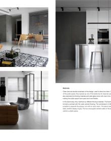Pale grey cover with half semi circle and square in white creating perspective and Scandinavian Residence Design in black font