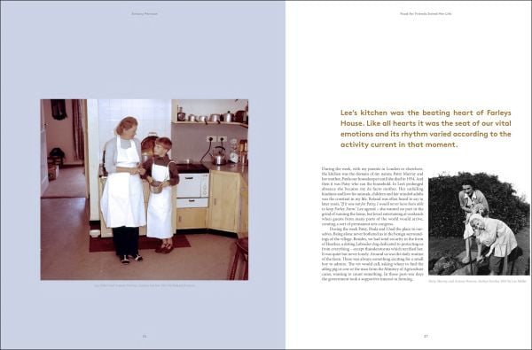 Book cover of Lee Miller: A Life with Food, Friends & Recipes; featuring the American photographer seated at a table. Published by Lee Miller Archives.