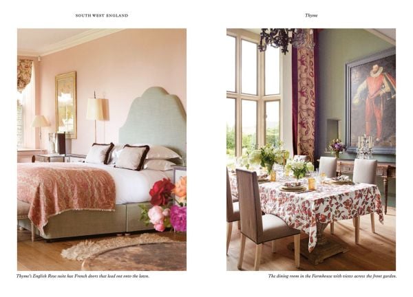 Book cover of Gina Jackson's British Boutique Hotels, with hotel façade with green lollipop bushes. Published by Hoxton Mini Press.