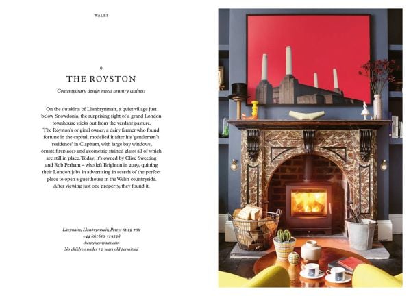 Book cover of Gina Jackson's British Boutique Hotels, with hotel façade with green lollipop bushes. Published by Hoxton Mini Press.