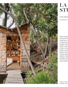 Green, diamond cladded garden building, with woman working on laptop inside, on cover of 'Work From Shed, Inspirational Garden Offices from Around the World', by Hoxton Mini Press.