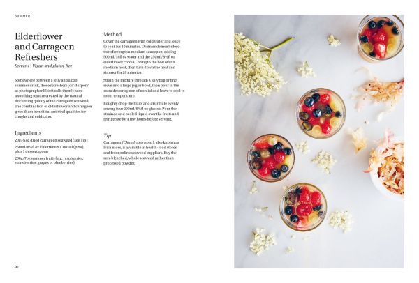 Book cover of 'Wild & Sweet, Forage and Make 101 Seasonal Desserts', with pink and yellow flowers. Published by Hoxton Mini Press.