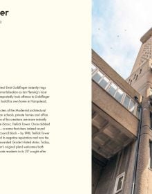 Book cover of Jack Young's The Council House, with Tower block with pebble-dash sections and frosted glass panels showing staircase. Published by Hoxton Mini Press.