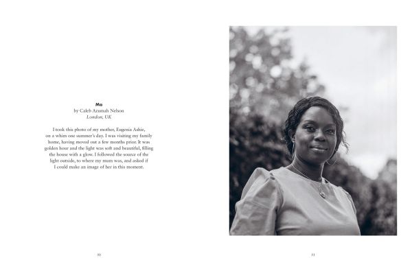 Book cover of Portrait of Humanity Vol 4, with aerial view of mother scraping corn from cobs with young child wrapped in a blue blanket on her back. Published by Hoxton Mini Press.