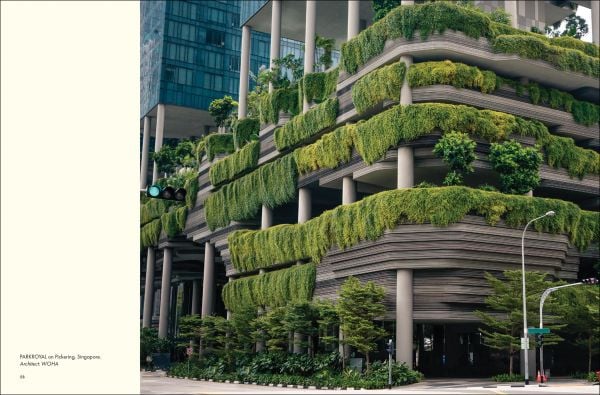 Book cover of Olivia Broome's Brutalist Plants, with a concrete, multi-storey building with green plants growing over the edges. Published by Hoxton Mini Press.